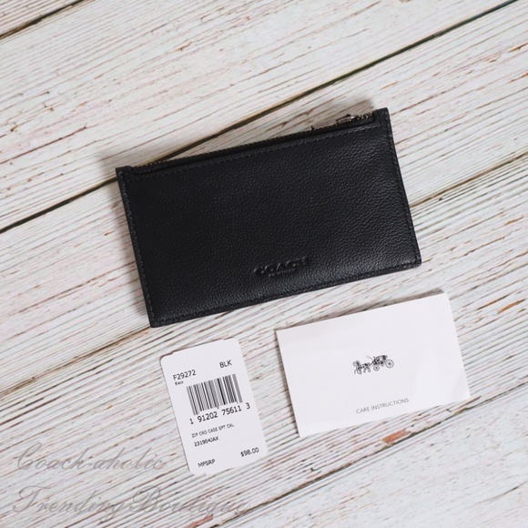 Coach Bags Nwt Coach Mens Zip Card Case In Leather Black Poshmark